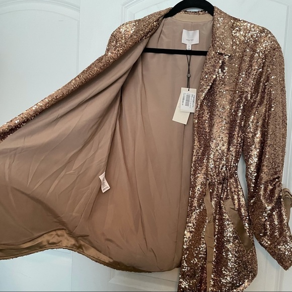 Cinq à Sept Mathieu Sequin Jacket pewter gold XS - Picture 4 of 11